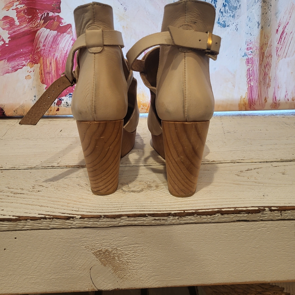 Free People Cream Cross-Strap Block Heels - Picture 6 of 10